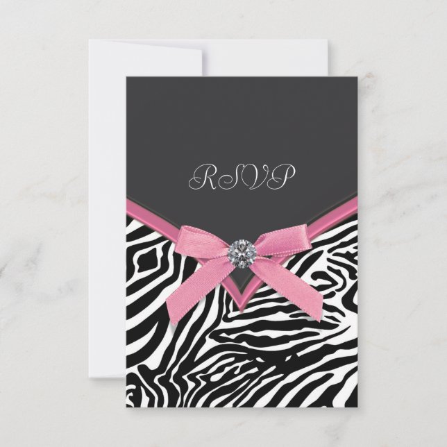 Rosa zebra RSVP-kort OSA Kort (Framsida)