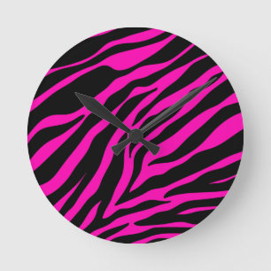 rosa zebra rund klocka