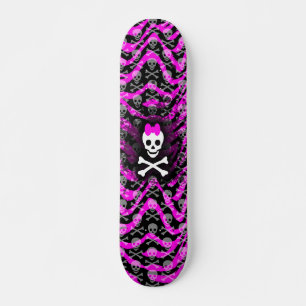 Rosa Zebra Skull Princess Skateboard Bräda 20 Cm