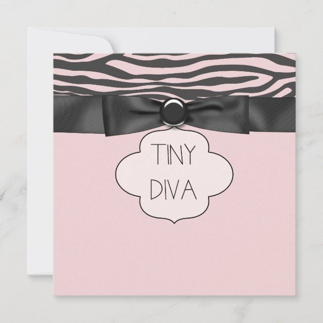Rosa Zebra Tiny Diva Girl Baby Shower Inbjudningar (Framsida)