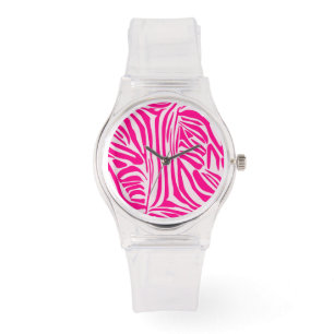 Rosa zebra tryck armbandsur