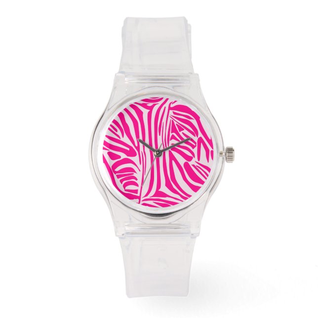 Rosa zebra tryck armbandsur (Framsida)
