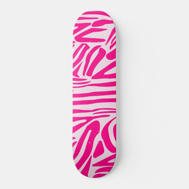 Rosa zebra tryck mini skateboard bräda 18,5 cm (Framsida)