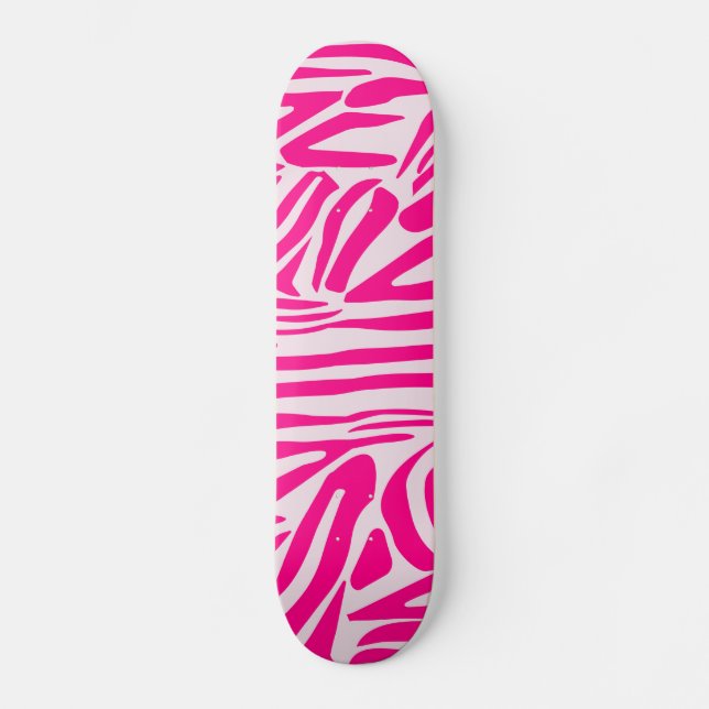 Rosa zebra tryck mini skateboard bräda 18,5 cm (Framsida)