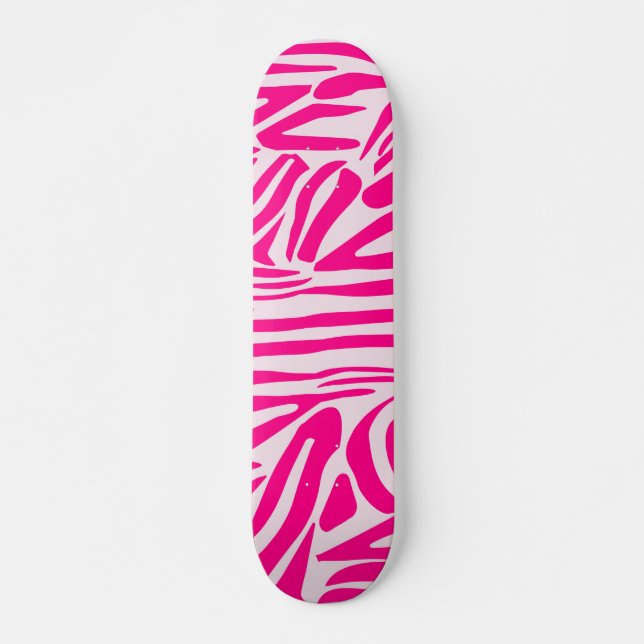 Rosa zebra tryck mini skateboard bräda 18,5 cm (Framsida)