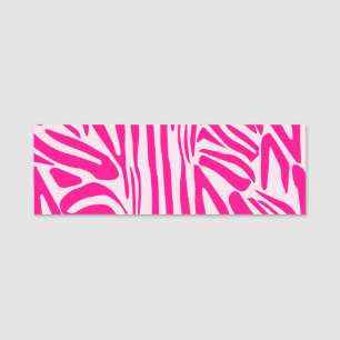 Rosa zebra tryck namnbricka