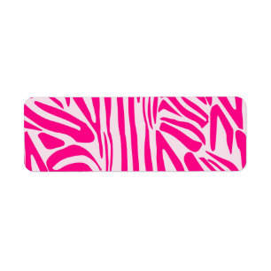 Rosa zebra tryck returadress etikett