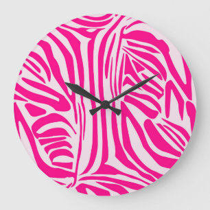 Rosa zebra tryck stor klocka
