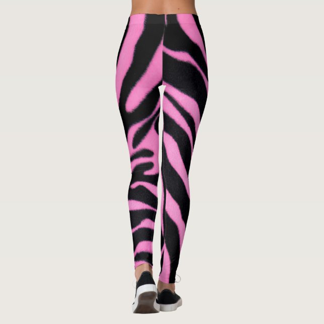 Rosa zebramönsterleggings – Djärvt djurtryck Leggings (Baksida)