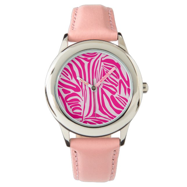 Rosa Zebrarandomning Armbandsur (Framsida)