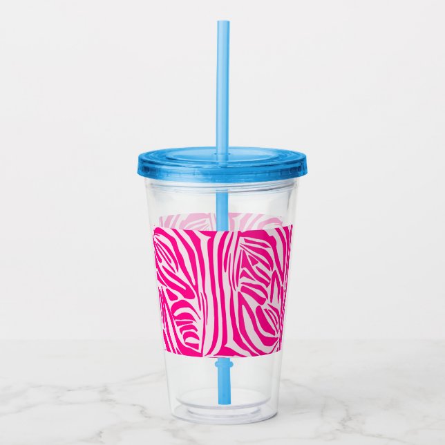 Rosa Zebrarandomning Take Away Mugg (Framsida)