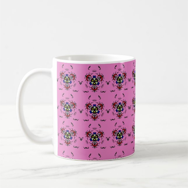 Rosa Zen-mandalas" Kaffemugg (Vänster)