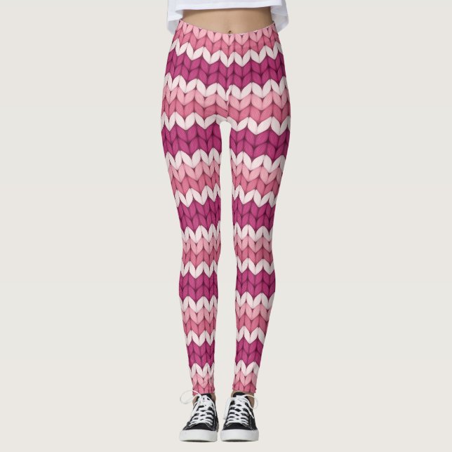 Rosa Zig Zag Leggings (Framsida)