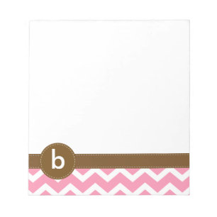 Rosa Zig Zag Mönster Monogram Anteckningsblock
