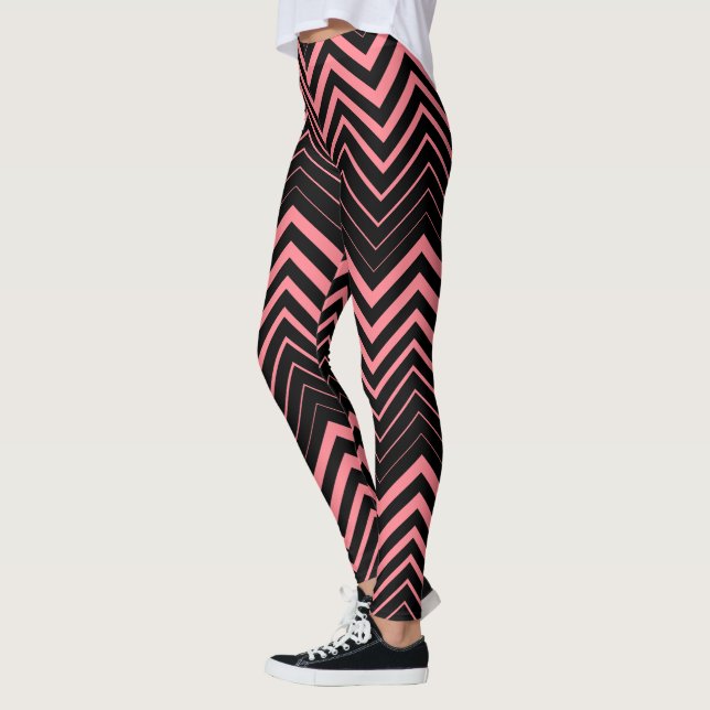Rosa Zigzag Chevron Leggings (Vänster)