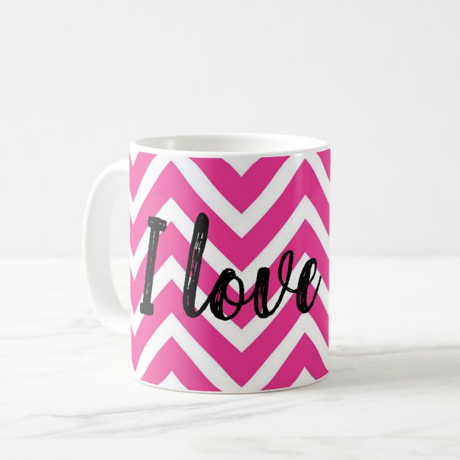 Rosa zigzag-design kaffemugg (Framsida vänster)
