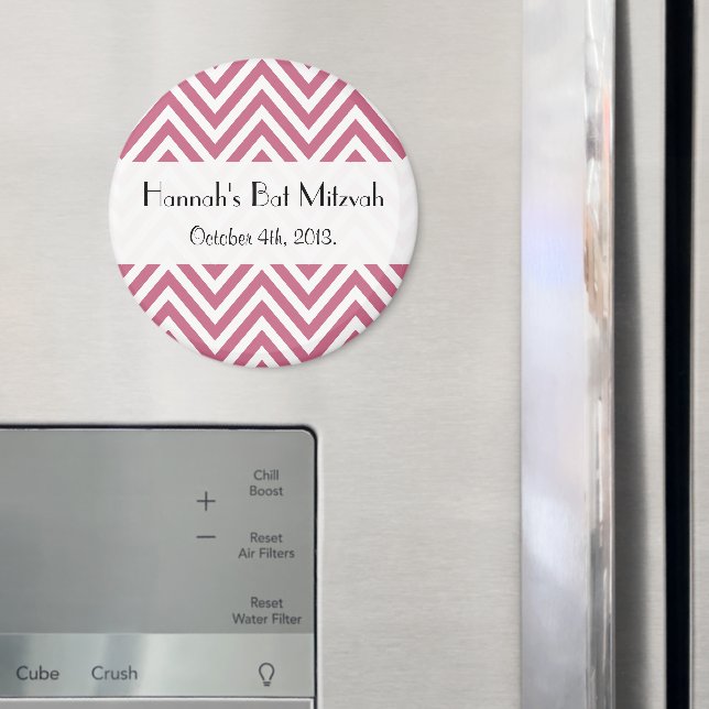 Rosa Zigzag, Rosa Chevron, Bat mitzvah Magnet (In Situ (Fridge))