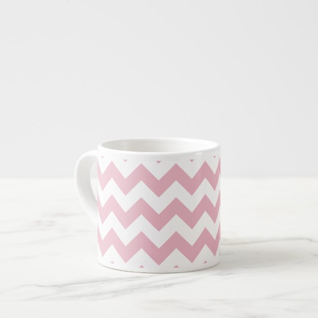 Rosa Zigzag, Rosa Chevron, Geometric Mönster Espressomugg (Framsida vänster)