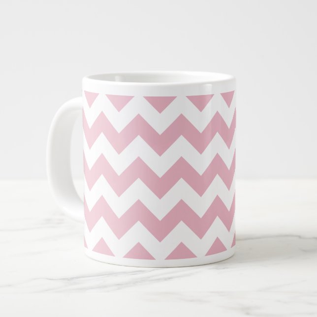 Rosa Zigzag, Rosa Chevron, Geometric Mönster Jumbo Mugg (Framsida vänster)