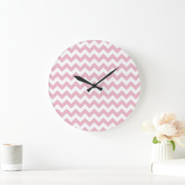 Rosa Zigzag, Rosa Chevron, Geometric Mönster Stor Klocka