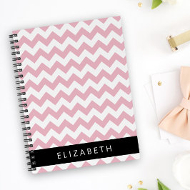 Rosa Zigzag, Rosa Chevron, Wave Mönster, ditt namn Anteckningsbok