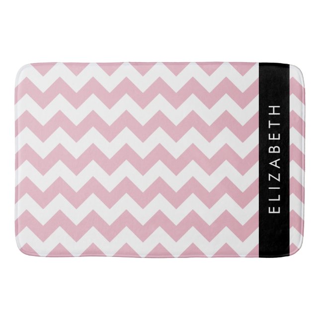 Rosa Zigzag, Rosa Chevron, Wave Mönster, ditt namn Badrumsmatta (Framsidan)