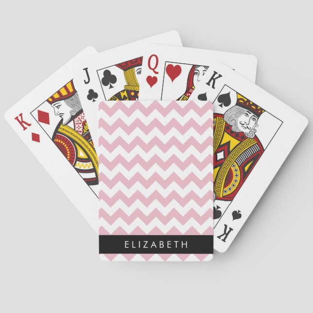 Rosa Zigzag, Rosa Chevron, Wave Mönster, ditt namn Casinokort (Baksidan)