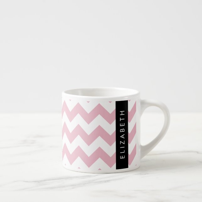 Rosa Zigzag, Rosa Chevron, Wave Mönster, ditt namn Espressomugg (Höger)