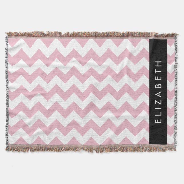 Rosa Zigzag, Rosa Chevron, Wave Mönster, ditt namn Filt (Framsidan)