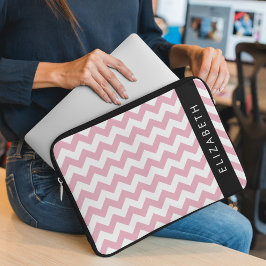 Rosa Zigzag, Rosa Chevron, Wave Mönster, ditt namn Laptop Fodral