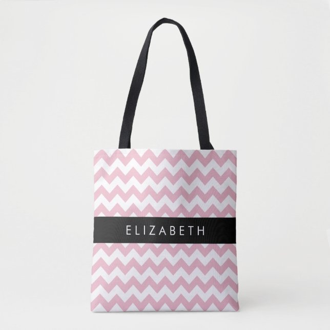 Rosa Zigzag, Rosa Chevron, Wave Mönster, ditt namn Tygkasse (Framsida)