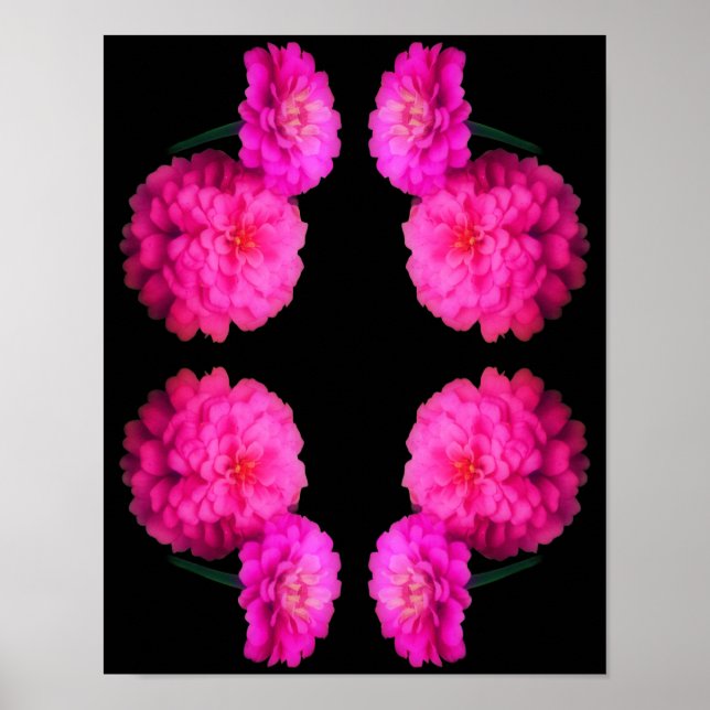Rosa Zinnia Flower Abstrakt Art Poster (Framsidan)