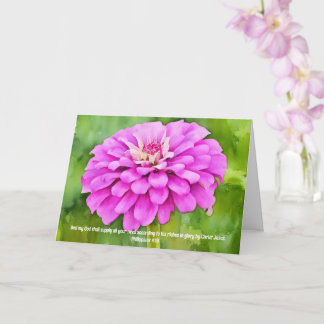 Rosa Zinnia Flower Faith Bible Verse Thought Kort