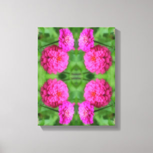 Rosa Zinnia Flower Pair Close Abstrakt Canvastryck