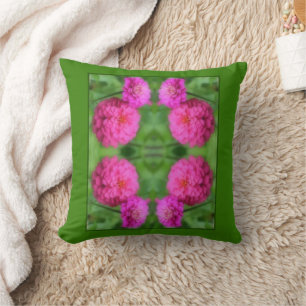 Rosa Zinnia Flower Pair Close Abstrakt Kudde