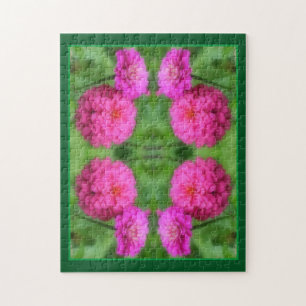 Rosa Zinnia Flower Pair Close Abstrakt Pussel