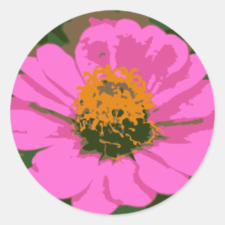 Rosa Zinnia Flower Sticker Runt Klistermärke