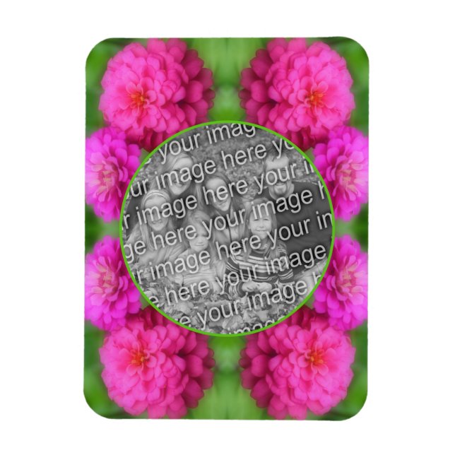 Rosa Zinnia Flowers Ram Skapar ditt eget foto Magnet (Vertikal)