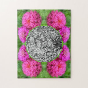 Rosa Zinnia Flowers Ram Skapar ditt eget foto Pussel