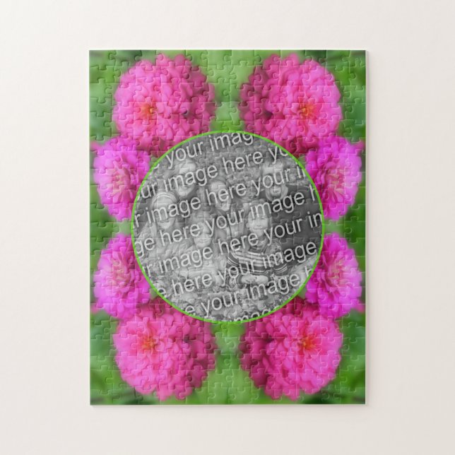 Rosa Zinnia Flowers Ram Skapar ditt eget foto Pussel (Vertikal)