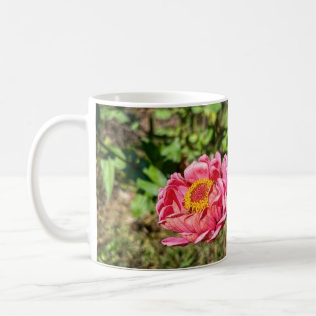Rosa Zinnia med Gult Center Kaffemugg (Vänster)