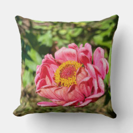 Rosa Zinnia med Gult Center Kudde