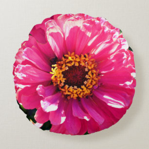 Rosa Zinnia Rund Kudde