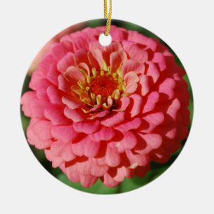 Rosa Zinniaprydnad Julgransprydnad Keramik