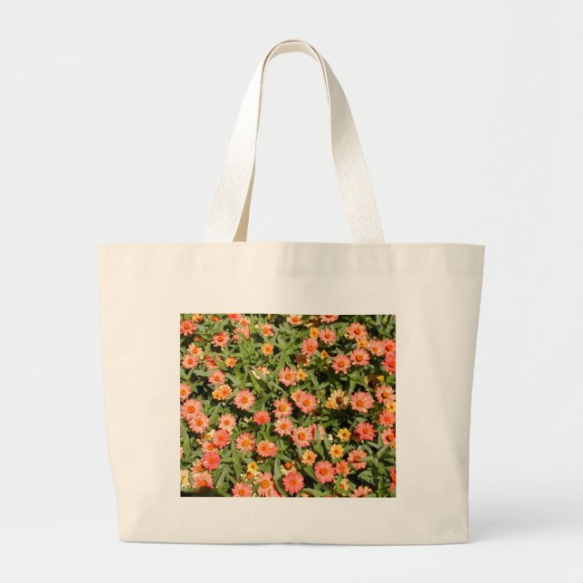 Rosa Zinnias Bag Jumbo Tygkasse (Framsidan)