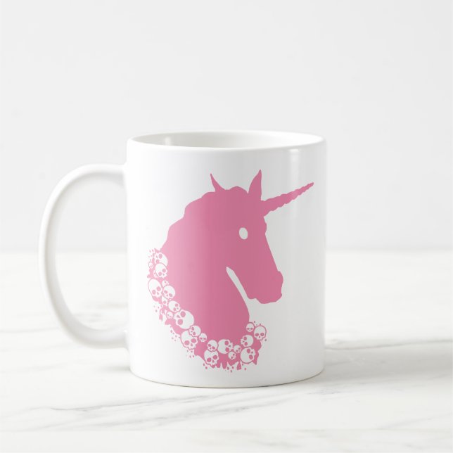 Rosa Zombie Enhörning Kaffemugg (Vänster)