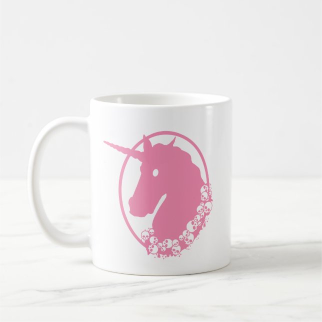 Rosa Zombie Unicorn Kaffemugg (Vänster)