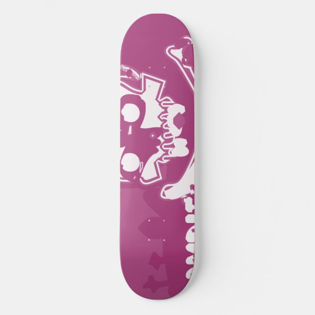 Rosa Zombiedöskalle skateboard Bräda 20 Cm (Framsida)