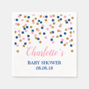 Rosablåttguld pricker baby showerservetter pappersservett
