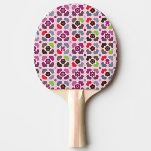 rosablomma- och ugglamönster pingisracket